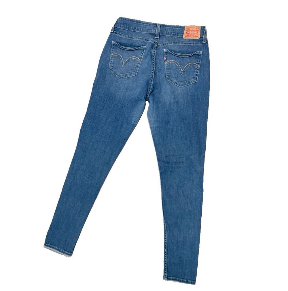 Levis 535 Supper Skinny Jeans Womens Sz 30 Blue Stretch Denim Mid Rise Zip Fly - Picture 2 of 3